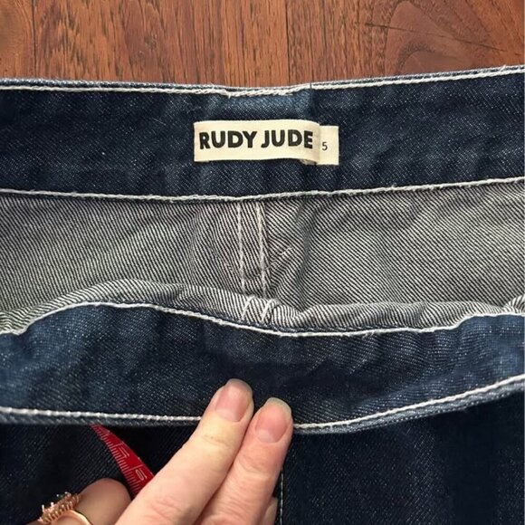 Rudy Jude Sailor Jeans Sz 5 | High Waisted Wide Leg Organic Cotton Dark Navy USA - Picture 6 of 9